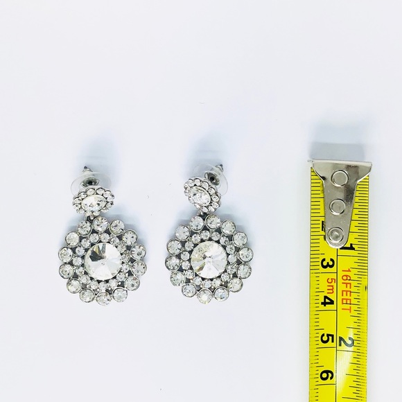 New!Crystals Rhinestones Statement Earrings Silver - Picture 3 of 3